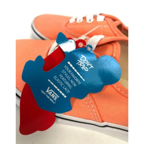 Vans Classic Bright Peach No Tie Elastic Lace Slip-On Sneakers Size 2.5 Kids - Picture 9 of 10